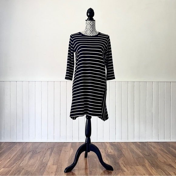 TRF by Zara Striped Cotton Knit 3/4 Sleeve A-line Dress Size M - Picture 14 of 14